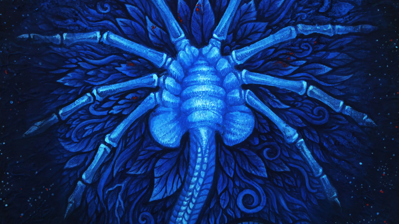 Обои синий, иностранец, дизайн, ЛВ-426, чужой против хищника в разрешении 1366x768