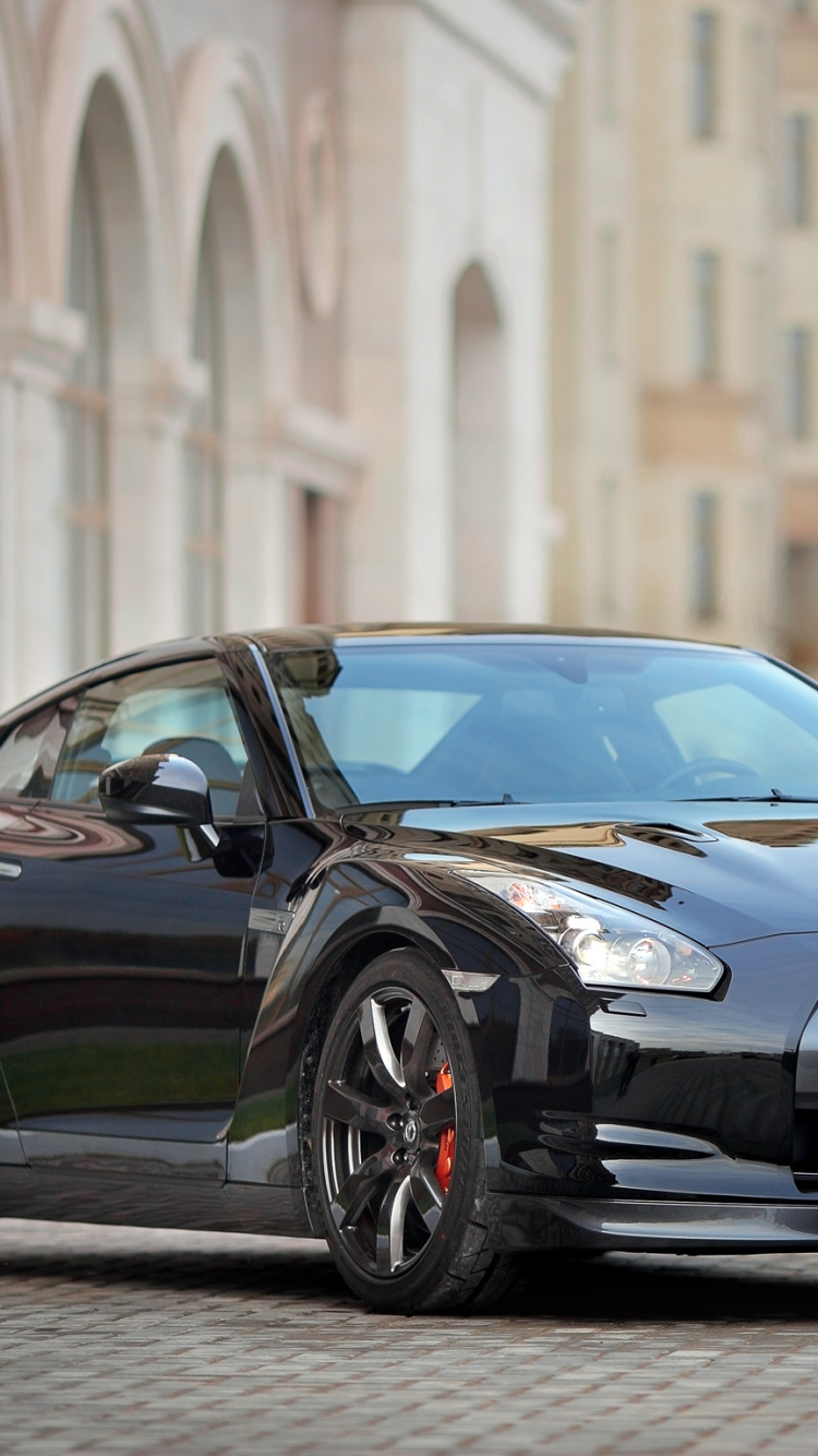 Обои Ниссан, авто, спорткар, Ниссан ГТ-Р Блэк эдишн, суперкар в разрешении 750x1334