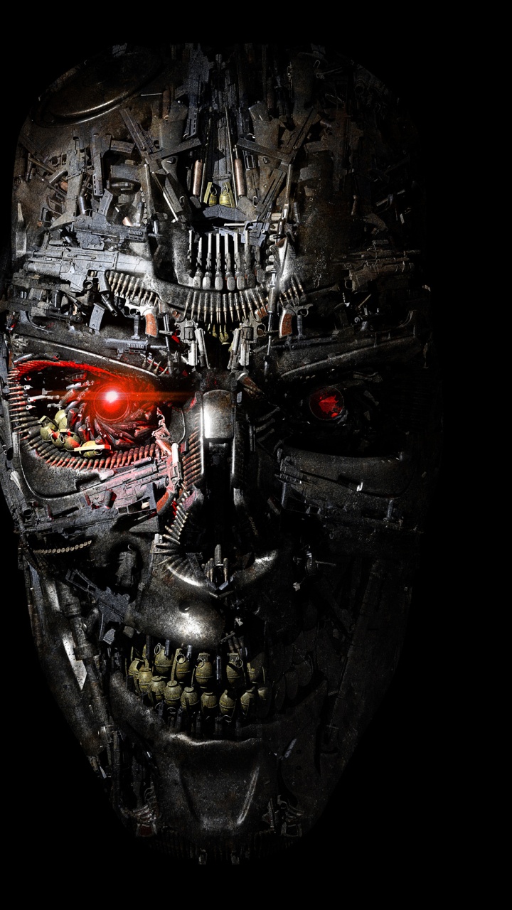 Обои робот, череп, мрак, кость, генезис в разрешении 720x1280