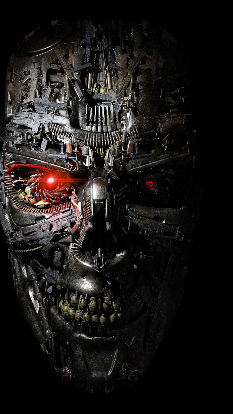 Обои робот, череп, мрак, кость, генезис в разрешении 750x1334