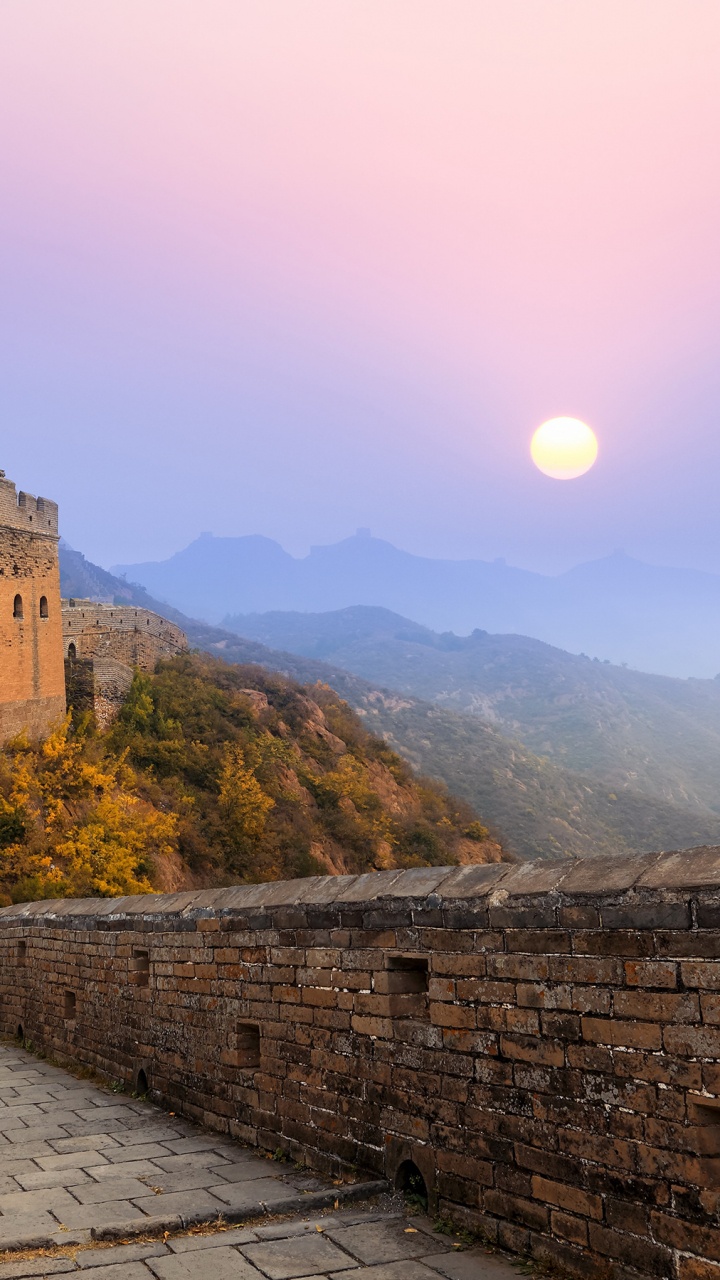 Обои великая Китайская стена, стена, ориентир, фортификация, утро в разрешении 720x1280