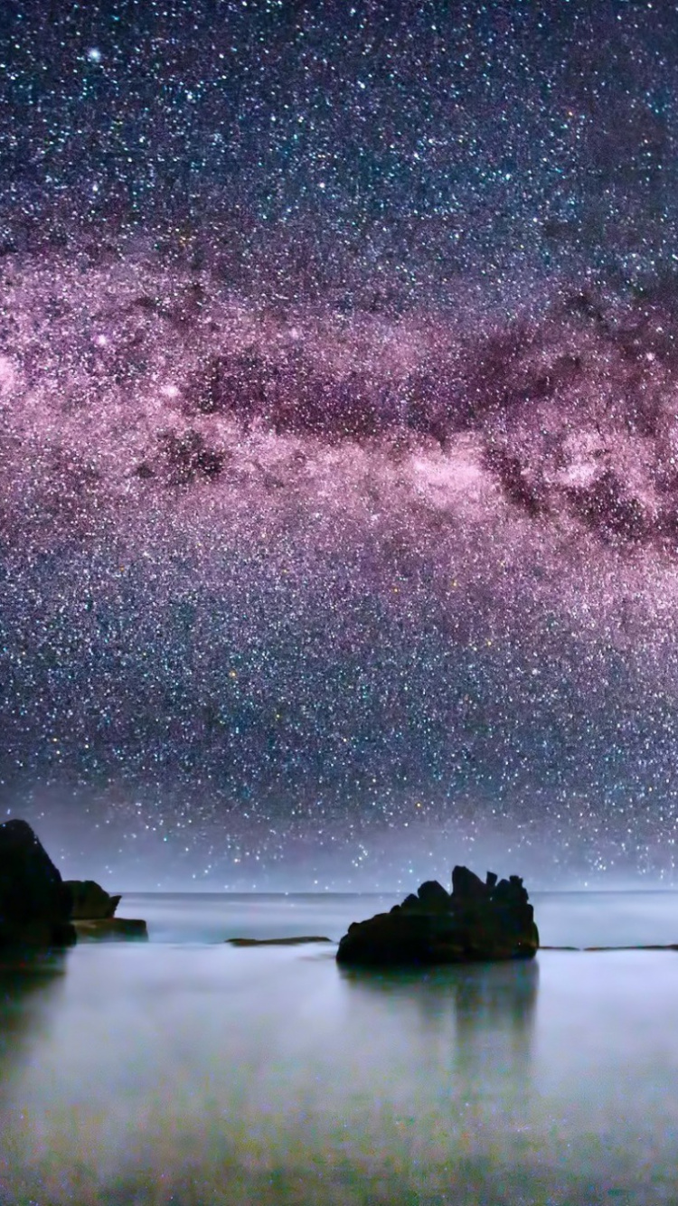 Обои Млечный Путь, Галактика, природа, ночь, атмосфера в разрешении 750x1334