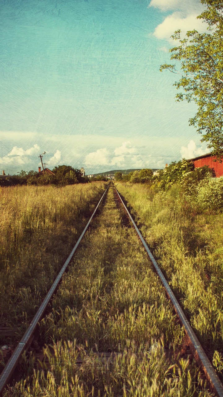 Обои трек, железнодорожный транспорт, железнодорожный путь, елезнин тра, железная дорога в разрешении 720x1280