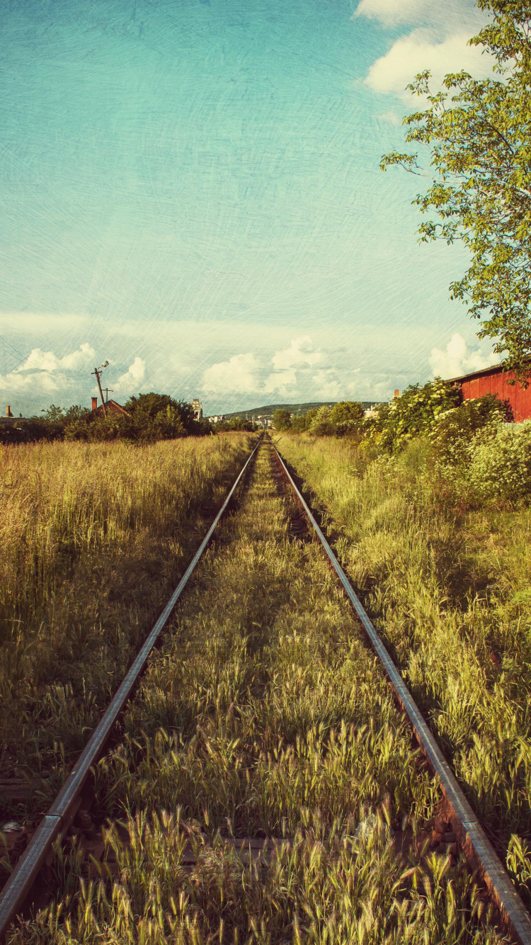 Обои трек, железнодорожный транспорт, железнодорожный путь, елезнин тра, железная дорога в разрешении 750x1334