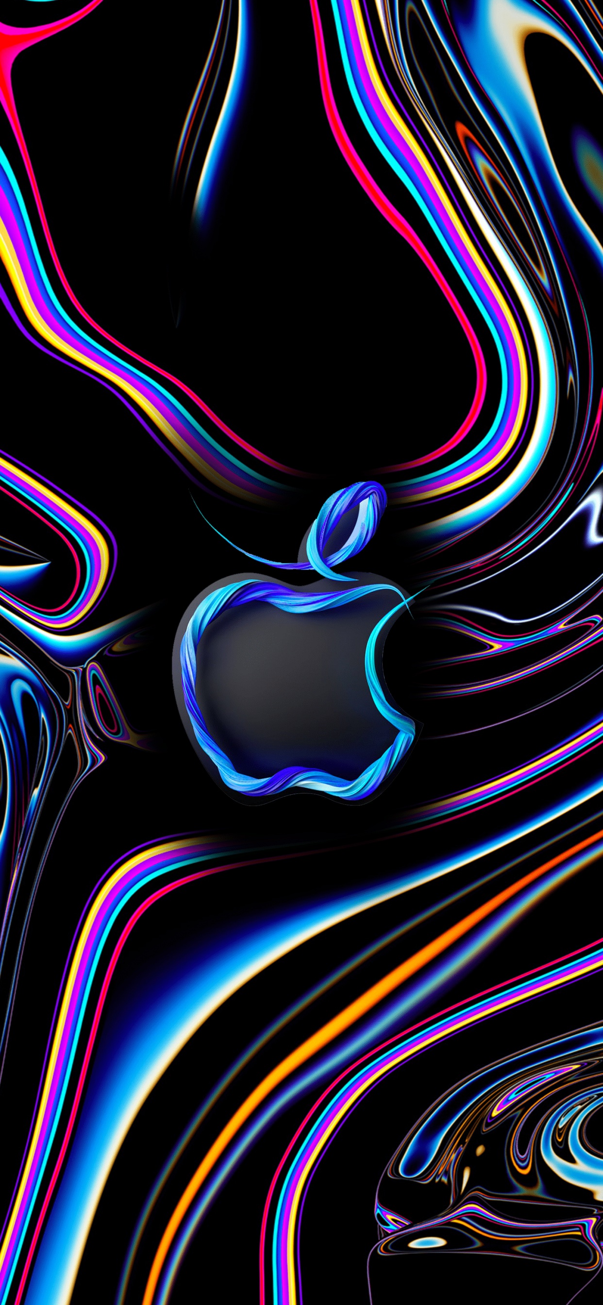 Обои яблоко, apple, красочность, свет, черный в разрешении 1242x2688