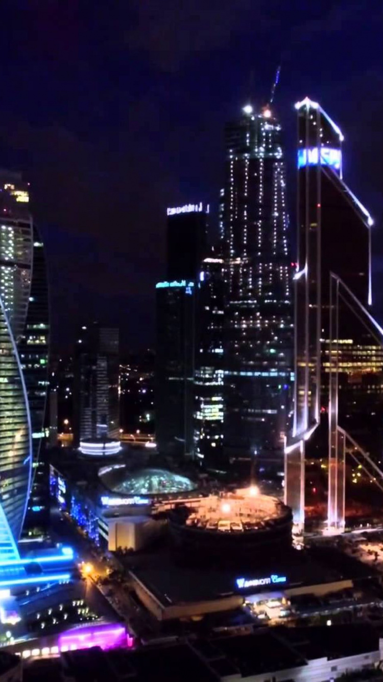 Обои ночь, городской пейзаж, город, городской район, метрополия в разрешении 750x1334