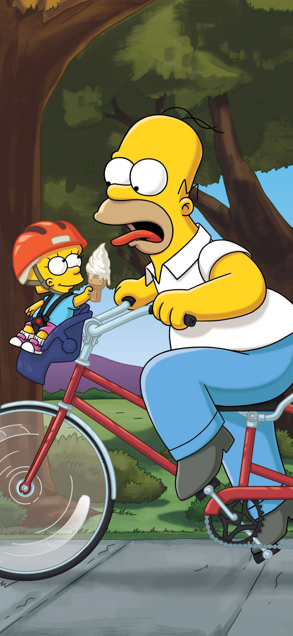 Обои Гомер Симпсон, Лиза Симпсон, Мардж Симпсон, Барт Симпсон, семья симпсонов в разрешении 1242x2688