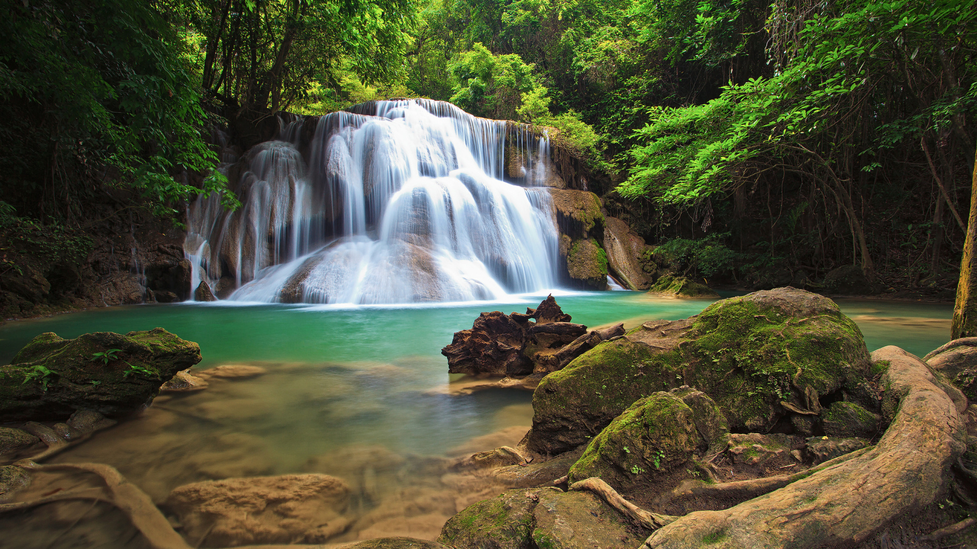 Обои водопад, водоем, вода, гидроресурсы, природа в разрешении 1920x1080