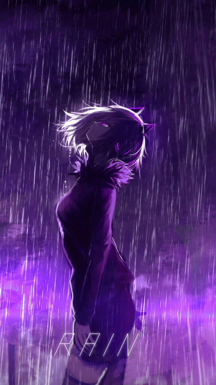 Обои Фиолетовый Дождь, аниме, пурпур, вода, театральное искусство в разрешении 720x1280