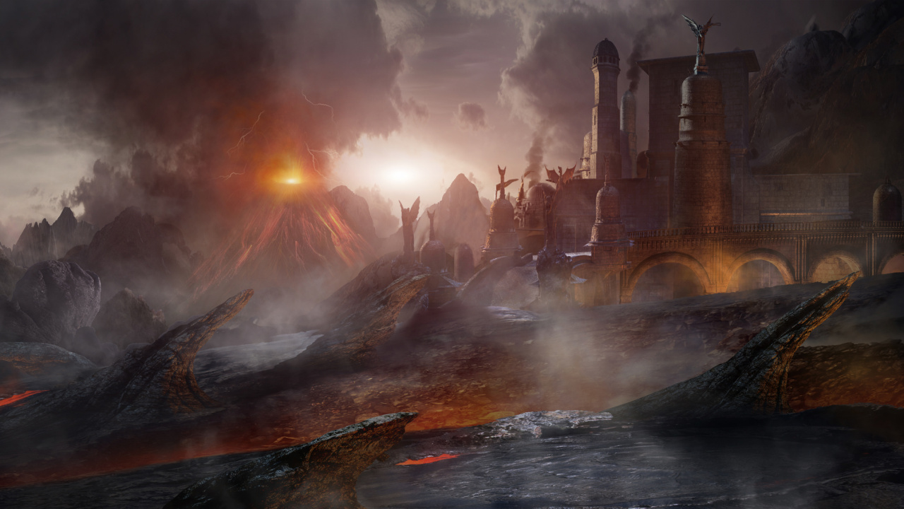 Обои арт, атмосфера, пейзаж, искусство, реки в разрешении 1280x720