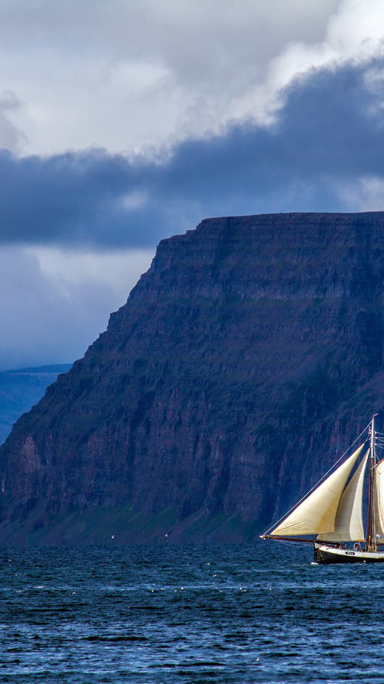 Обои море, safjrur, облако, вода, лодка в разрешении 750x1334