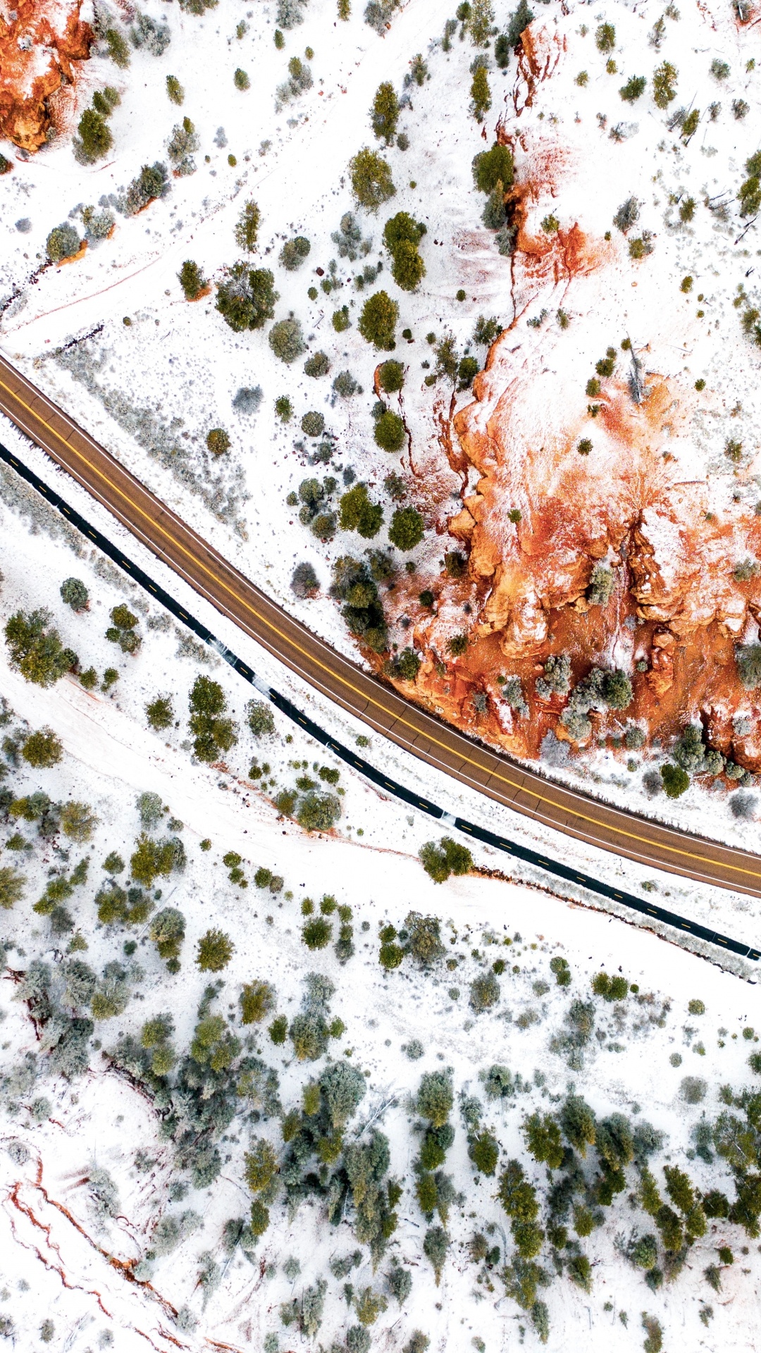 Обои снег, склон, пейзаж, растение, городской дизайн в разрешении 1080x1920