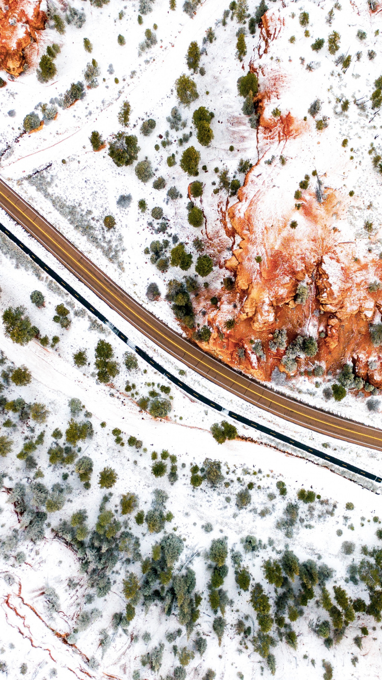 Обои снег, склон, пейзаж, растение, городской дизайн в разрешении 750x1334