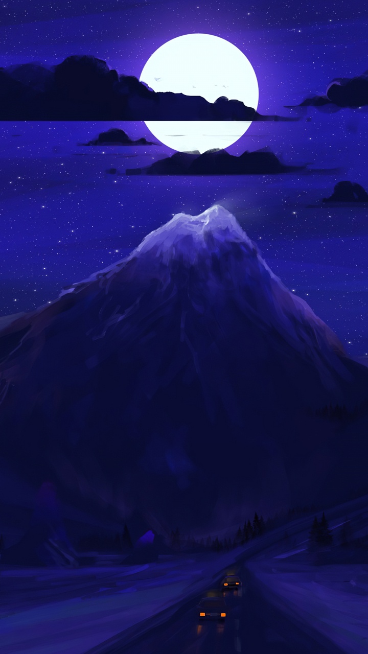 Обои луна, синий, свет, пурпур, лунный свет в разрешении 720x1280