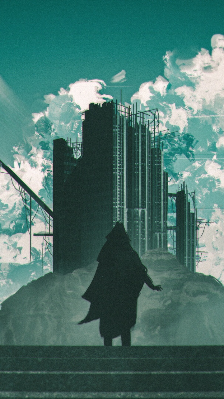 Обои архитектура, снимок, иллюстрация, синий, черный и белый в разрешении 720x1280