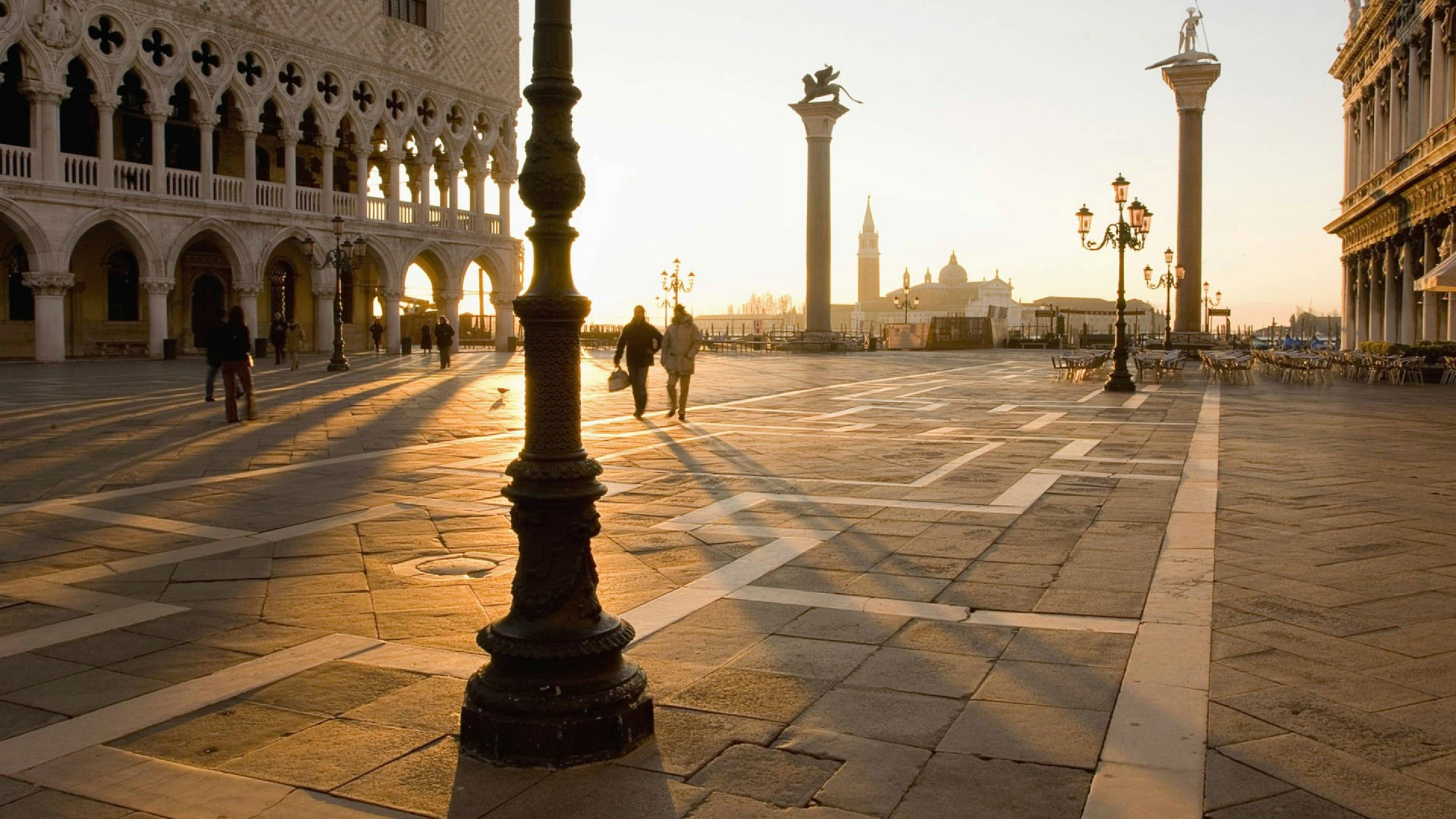 Обои площадь Сан Марко, столбец, ориентир, утро, город в разрешении 1920x1080