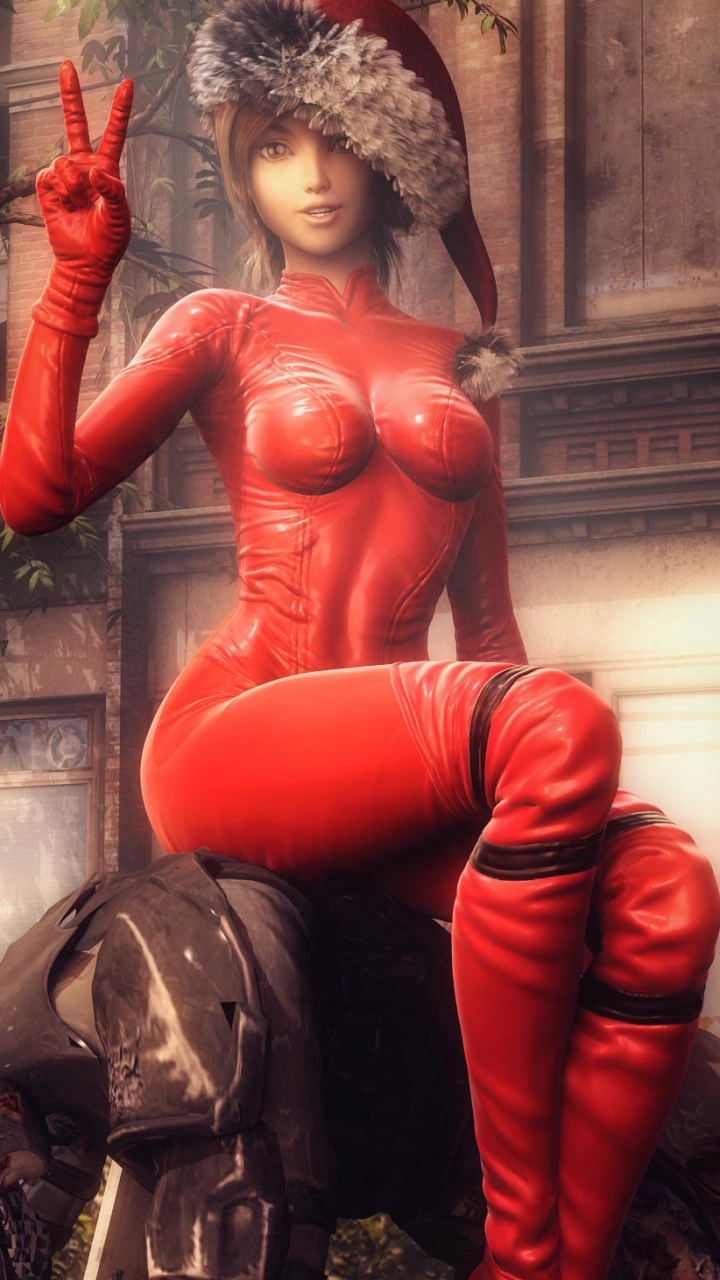 Обои цифровое искусство, произведение искусства, красный цвет, модель Фетиш, латекс в разрешении 720x1280