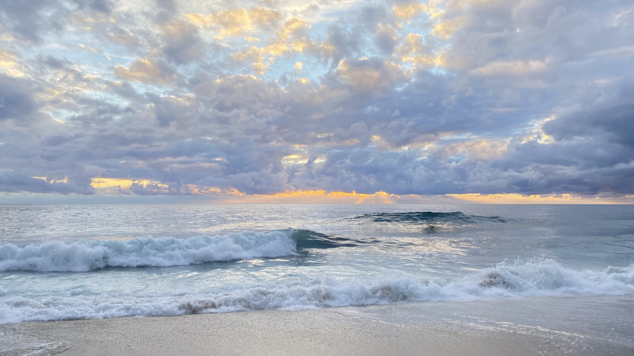 Обои море, вода, облако, послесвечение, окружающая среда в разрешении 1280x720