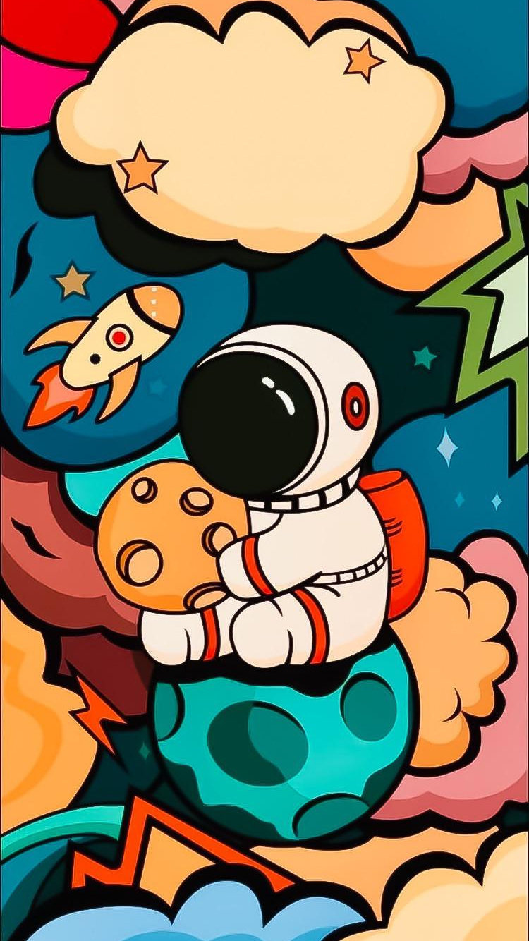 Обои мультфильм, арт, Счастлив, красный цвет, мультик в разрешении 750x1334