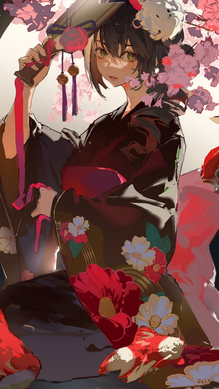 Обои цветочный дизайн, джиу-джитсу кайсен, сатору годзё, фикция, цветок в разрешении 750x1334