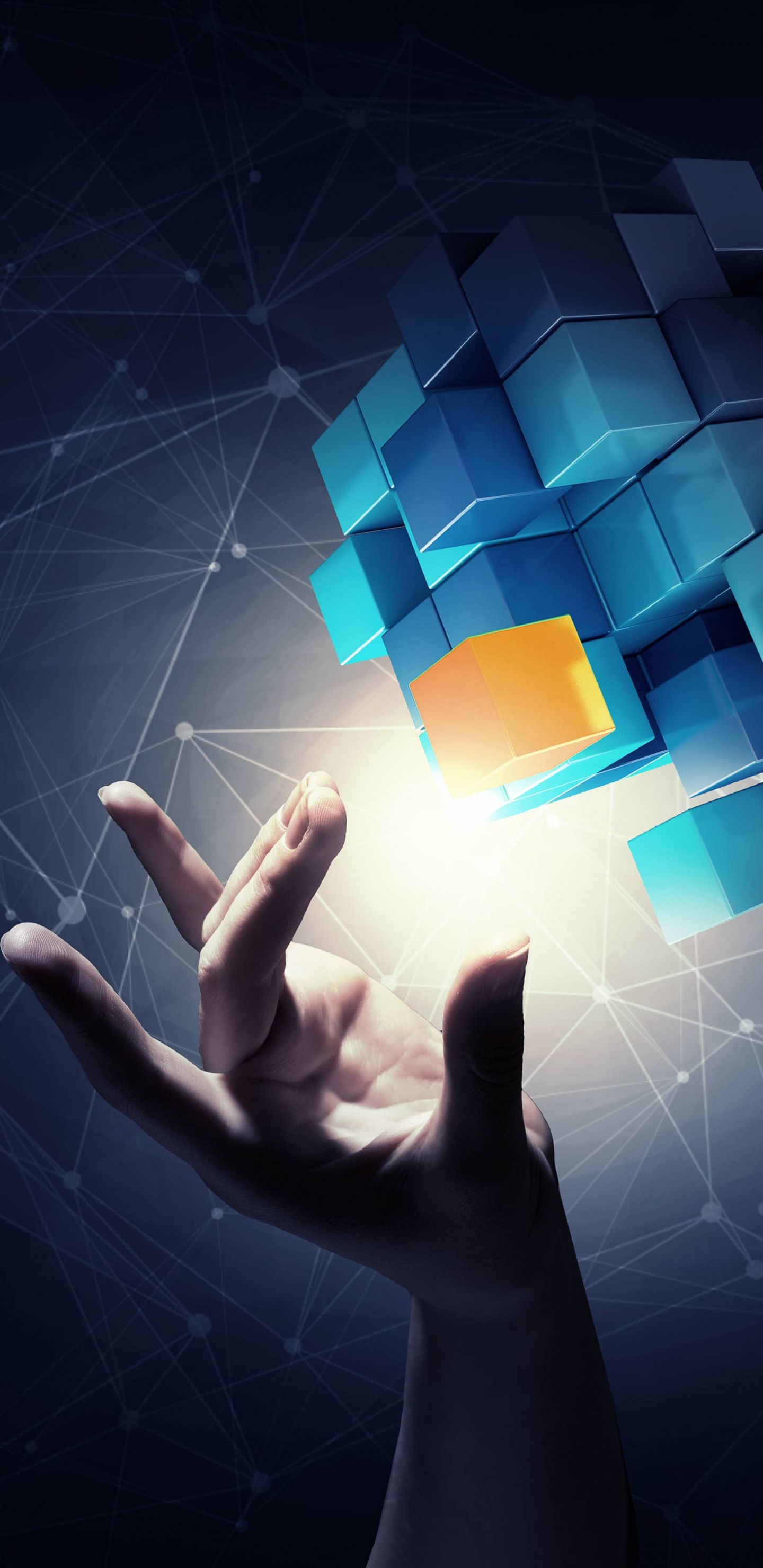 Обои свет, технологии, графический дизайн, космос, графика в разрешении 1440x2960