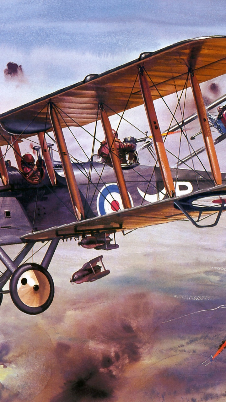Обои живопись, самолет, самолеты, биплан, авиация в разрешении 720x1280
