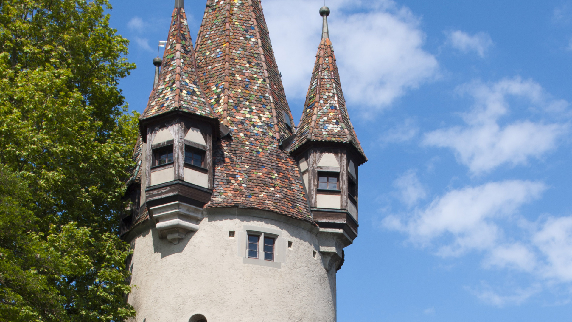 Обои Diebsturm, средневековая архитектура, вышка, замок, шпиль в разрешении 1920x1080