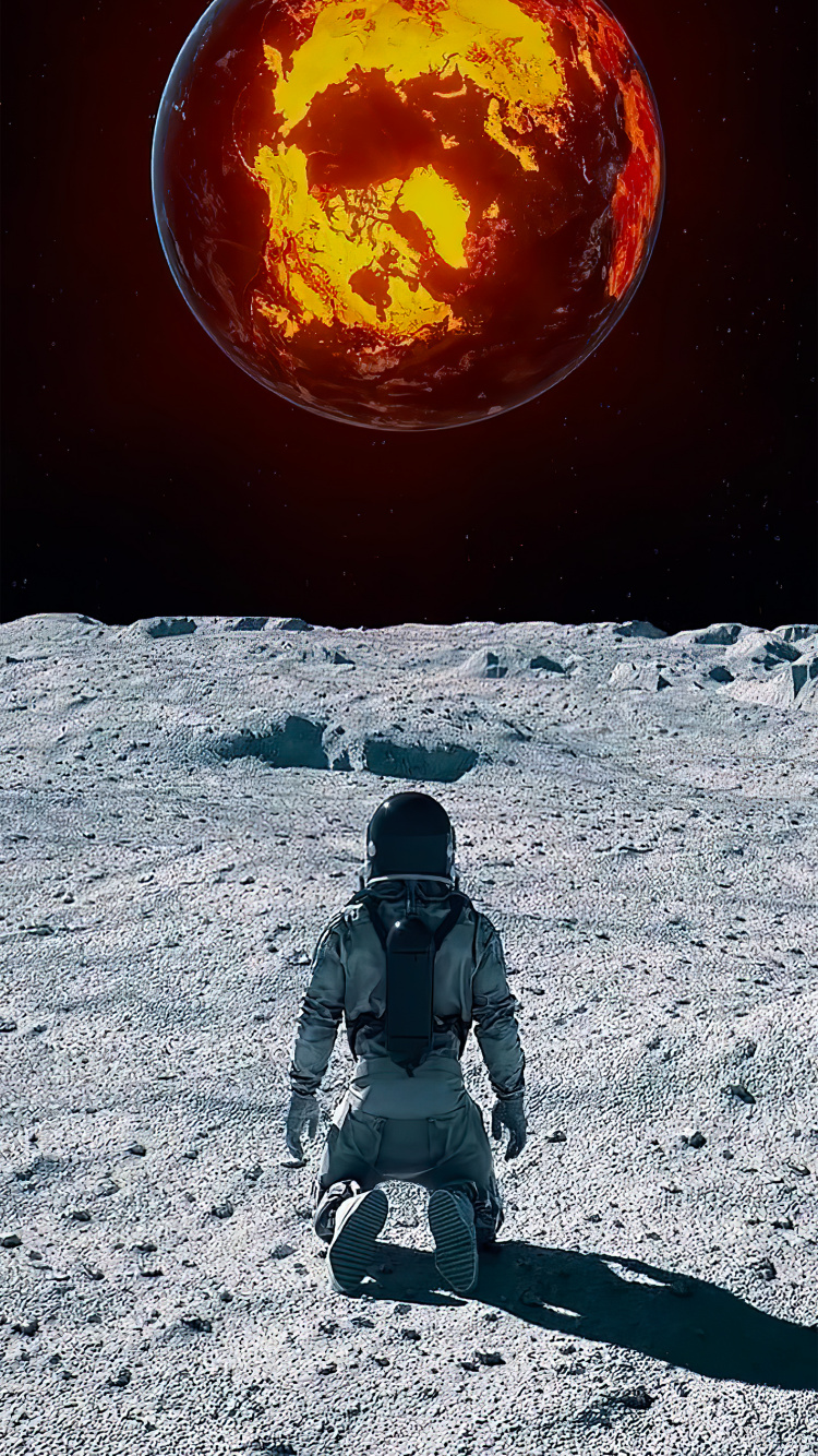 Обои лунные лавовые океаны, земля, луна, soundcloud, планета в разрешении 750x1334