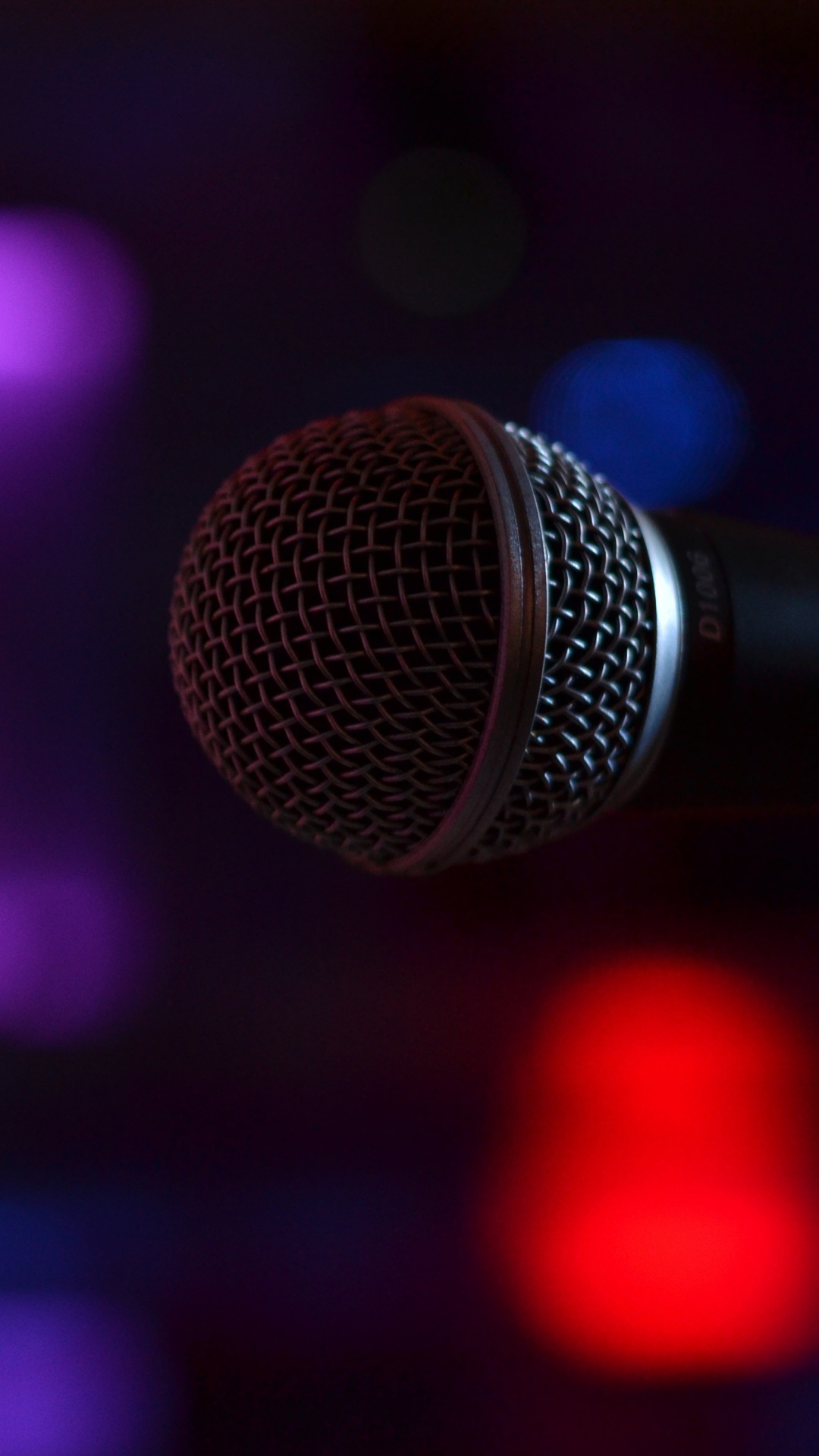 Обои микрофон, микрофонная стойка, звуковое оборудование, Фиолетовый, свет в разрешении 1080x1920