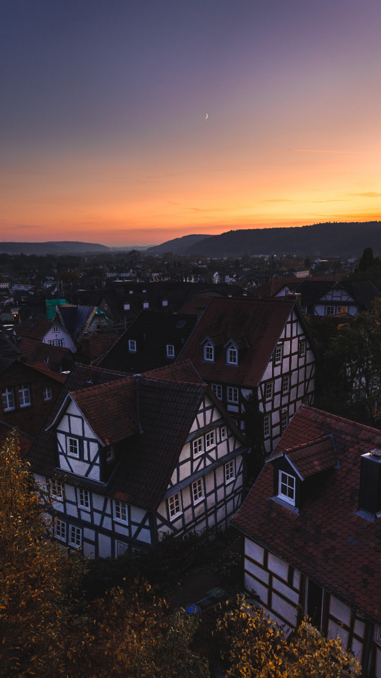 Обои Марбург, горизонт, закат, облако, утро в разрешении 750x1334