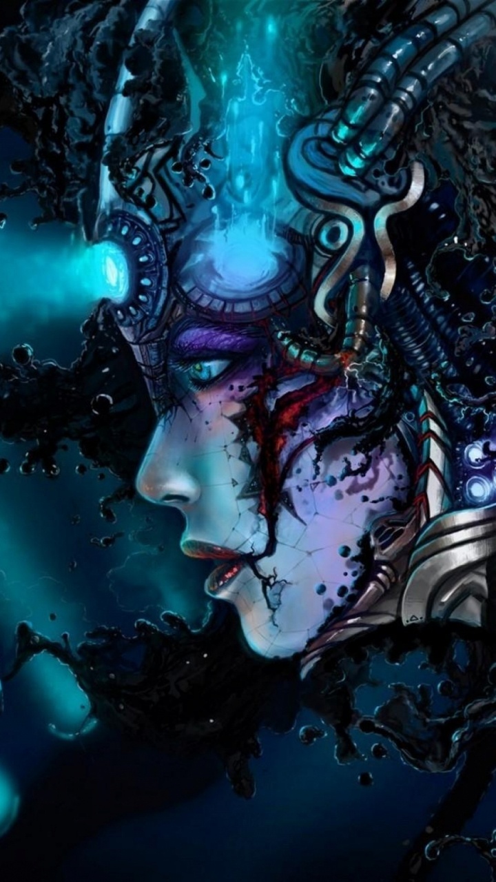 Обои космос, cg работы, организм, робот, спецэффекты в разрешении 720x1280