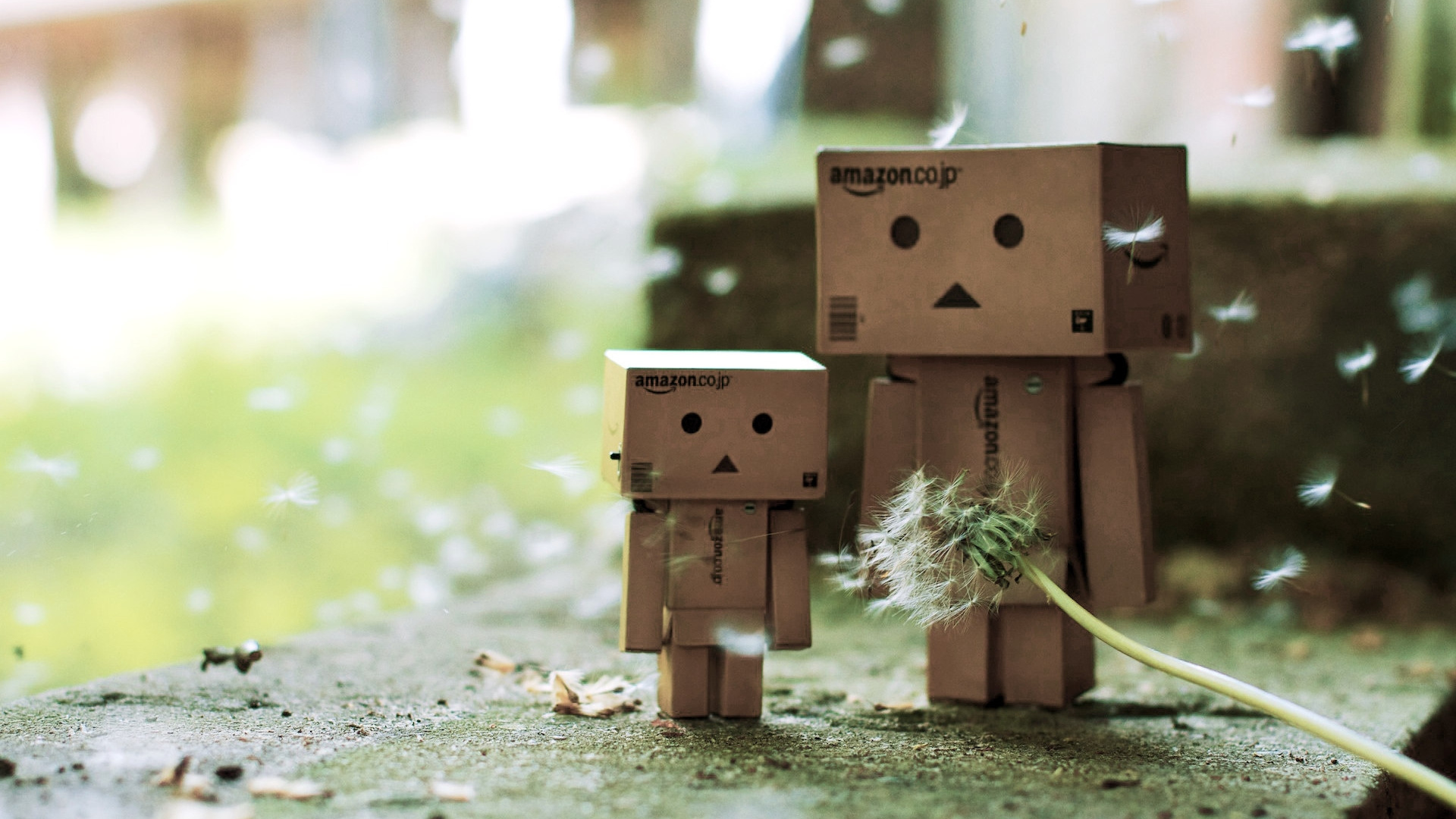 Обои робот, кабинки, danboard, коробки, печаль в разрешении 1920x1080