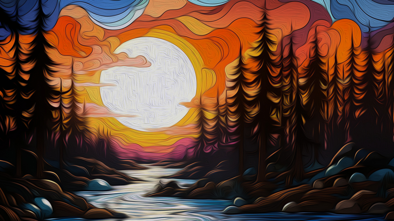 Обои свет, живопись, визуальное искусство, арт, акварельная живопись в разрешении 1366x768