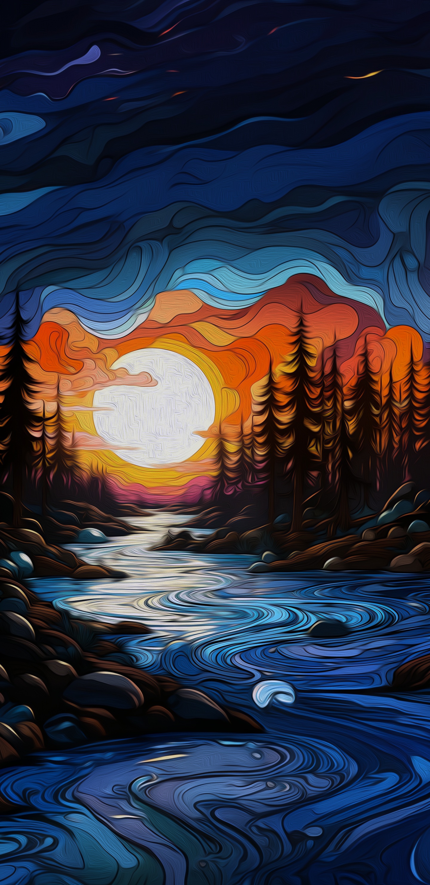 Обои свет, живопись, визуальное искусство, арт, акварельная живопись в разрешении 1440x2960