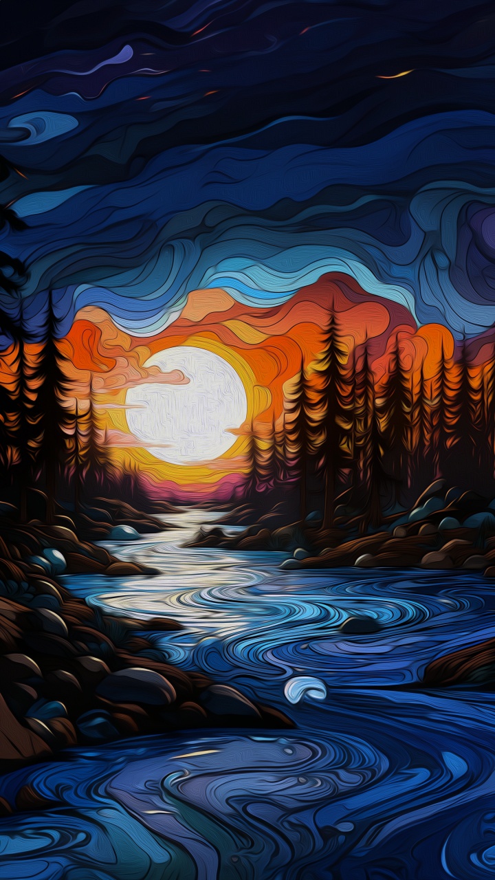 Обои свет, живопись, визуальное искусство, арт, акварельная живопись в разрешении 720x1280