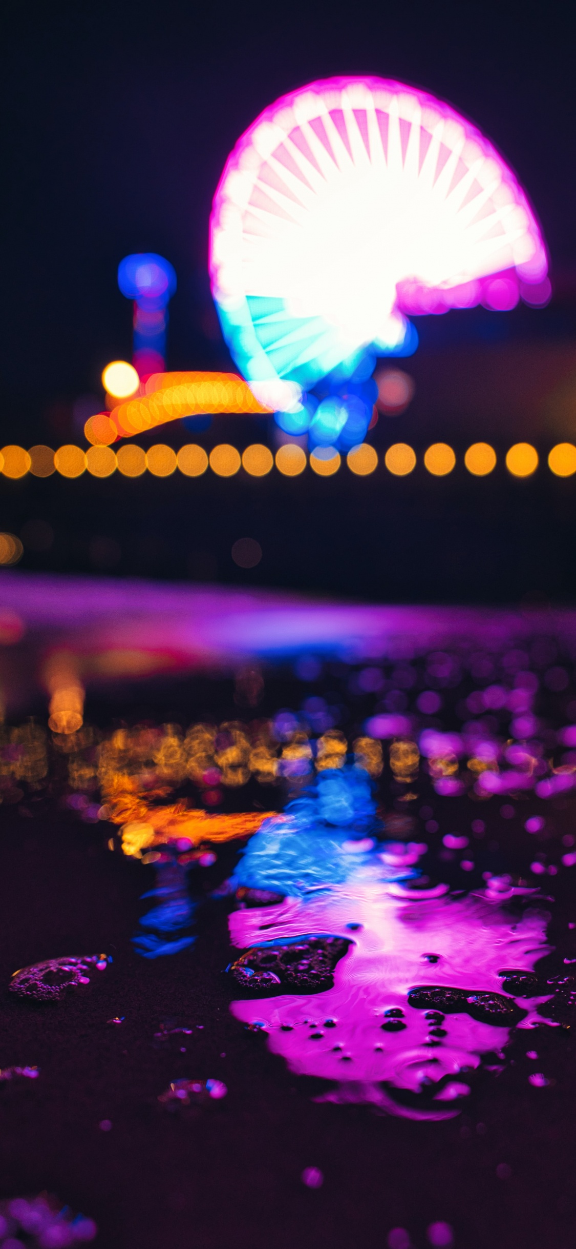 Обои picsart, ночь, вода, свет, пурпур в разрешении 1125x2436