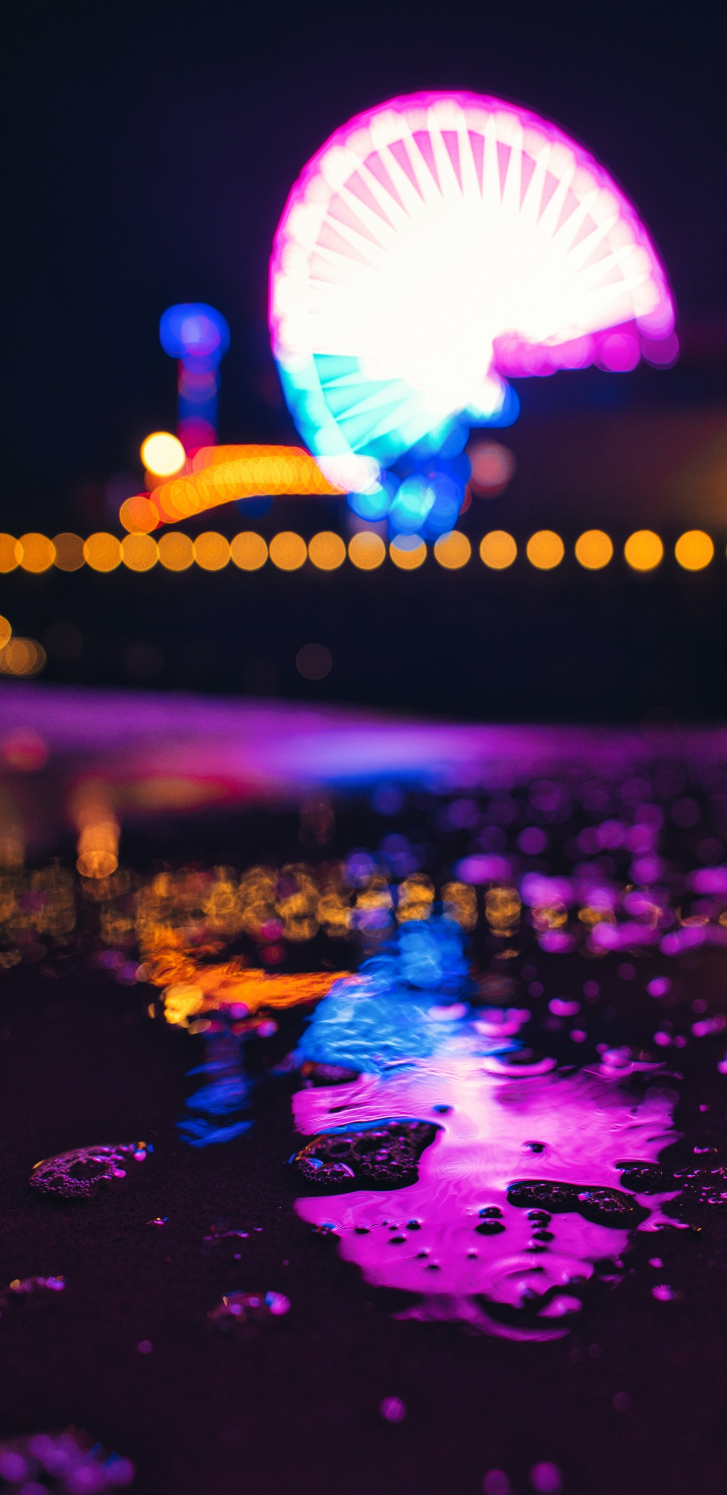Обои picsart, ночь, вода, свет, пурпур в разрешении 1440x2960