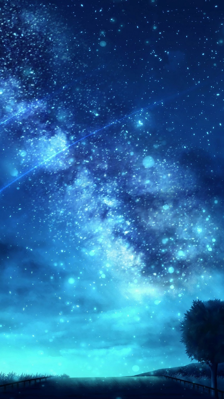 Обои космическое небо, атмосфера, растение, лазурный, природный ландшафт в разрешении 720x1280