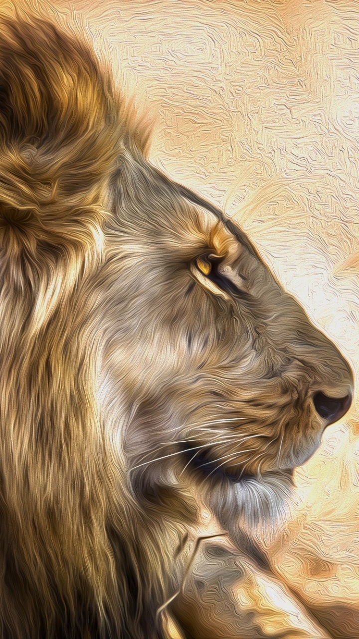 Обои Лев, цифровое искусство, арт, живая природа, волосы в разрешении 720x1280