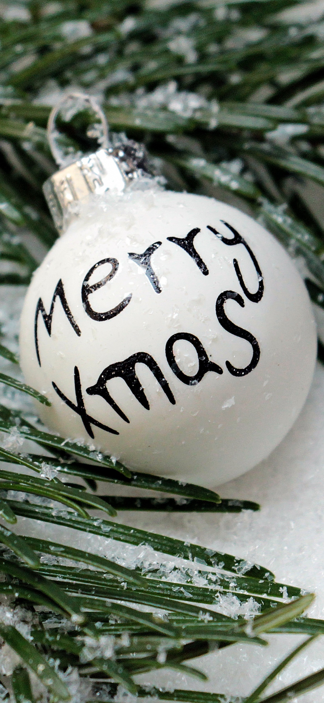 Обои Рождественский день, рождественский орнамент, ветвь, дерево, Колорадо-ель в разрешении 1125x2436