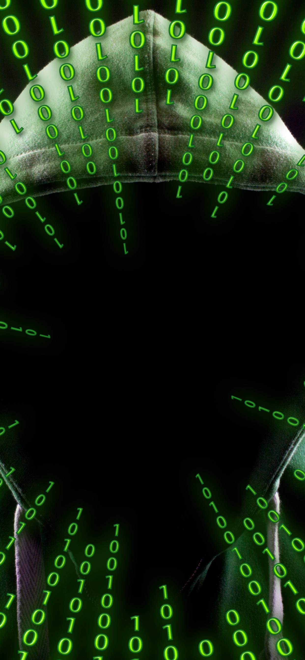 Обои кибератака, Хакер безопасности, зеленый, графика, ubuntu в разрешении 1242x2688