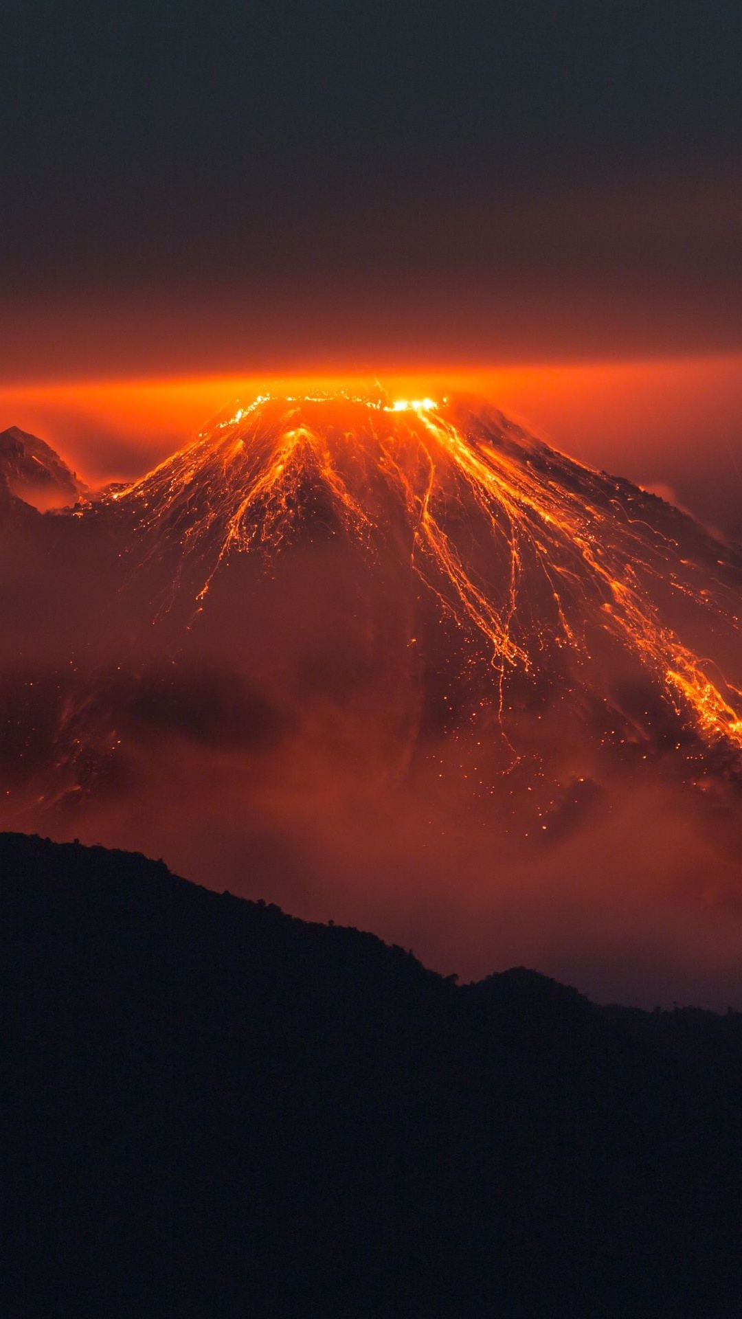 Обои вулкан, стратовулкан, гора, послесвечение, восход солнца в разрешении 1080x1920
