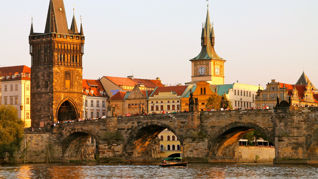 Обои Карлов мост, Собор Святого Вита, староместская площадь, достопримечательность, ориентир в разрешении 1280x720