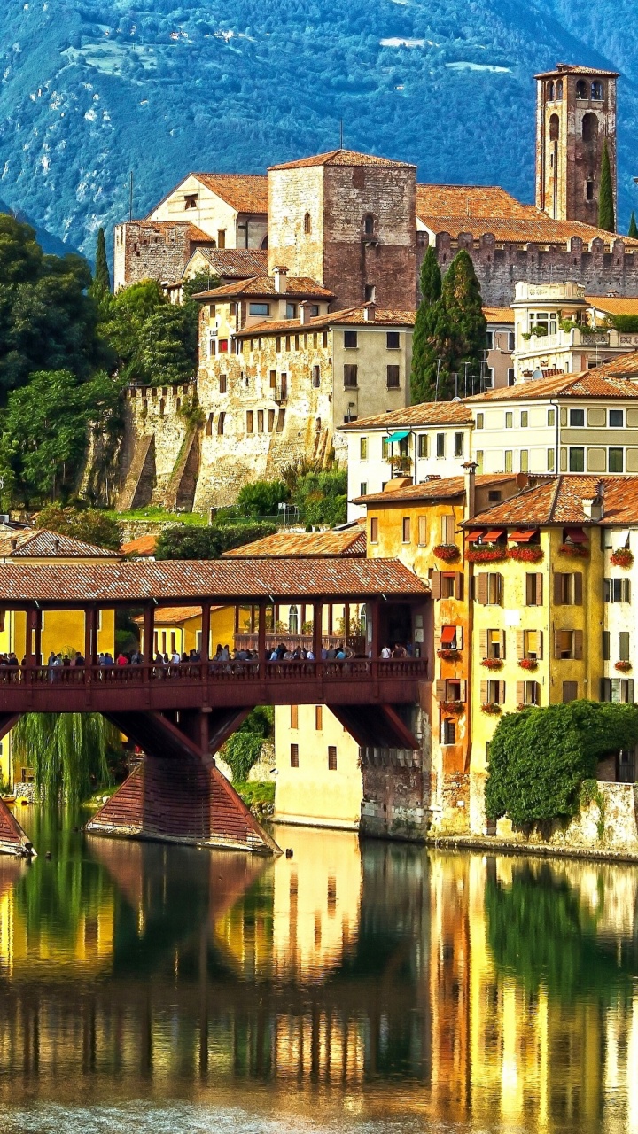 Обои мост альпини, Понте Веккьо Бассано, Венеция, мост, Альпини в разрешении 720x1280