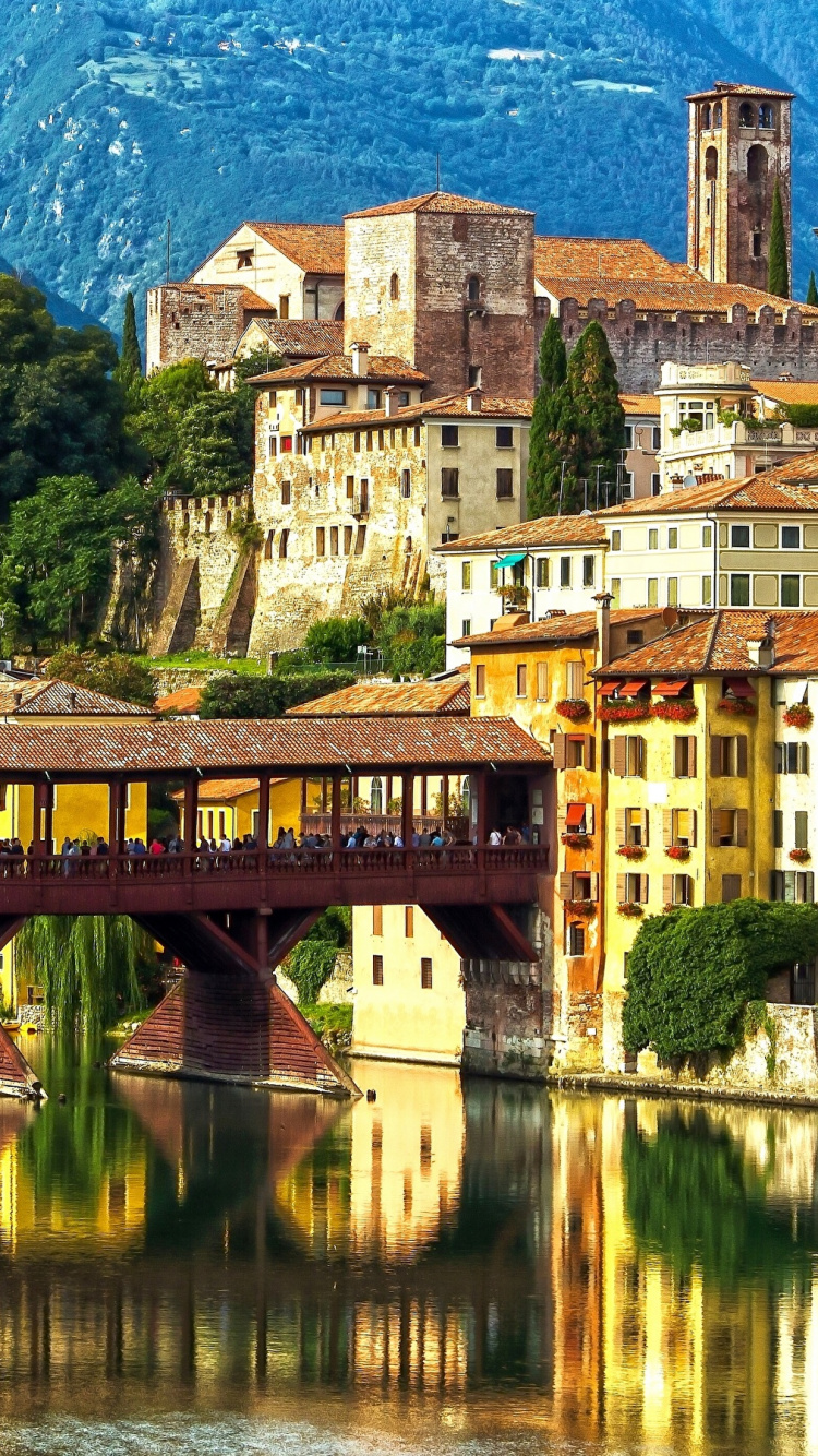 Обои мост альпини, Понте Веккьо Бассано, Венеция, мост, Альпини в разрешении 750x1334