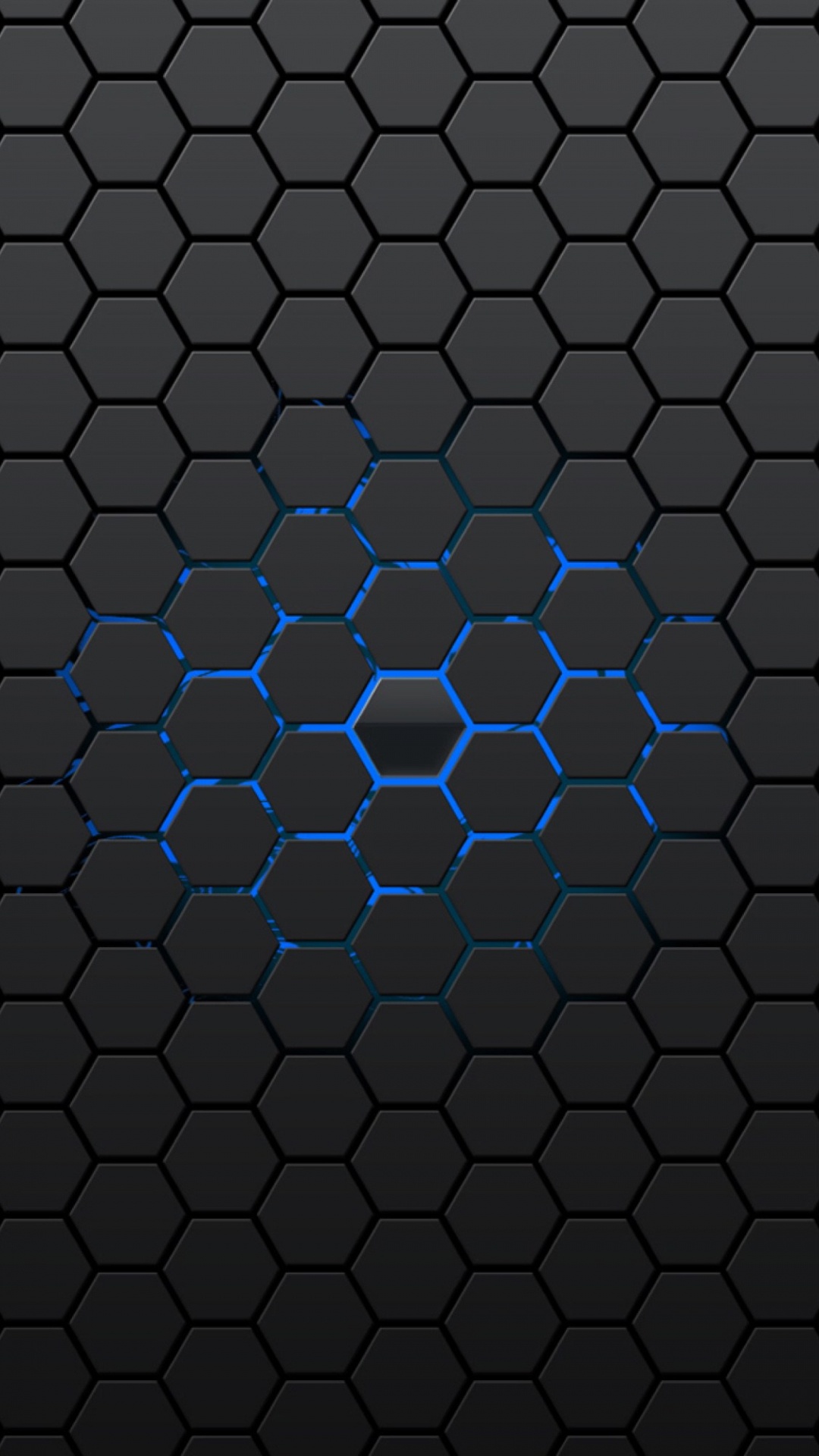 Обои черный, металл, симметрия, синий, дизайн в разрешении 1080x1920