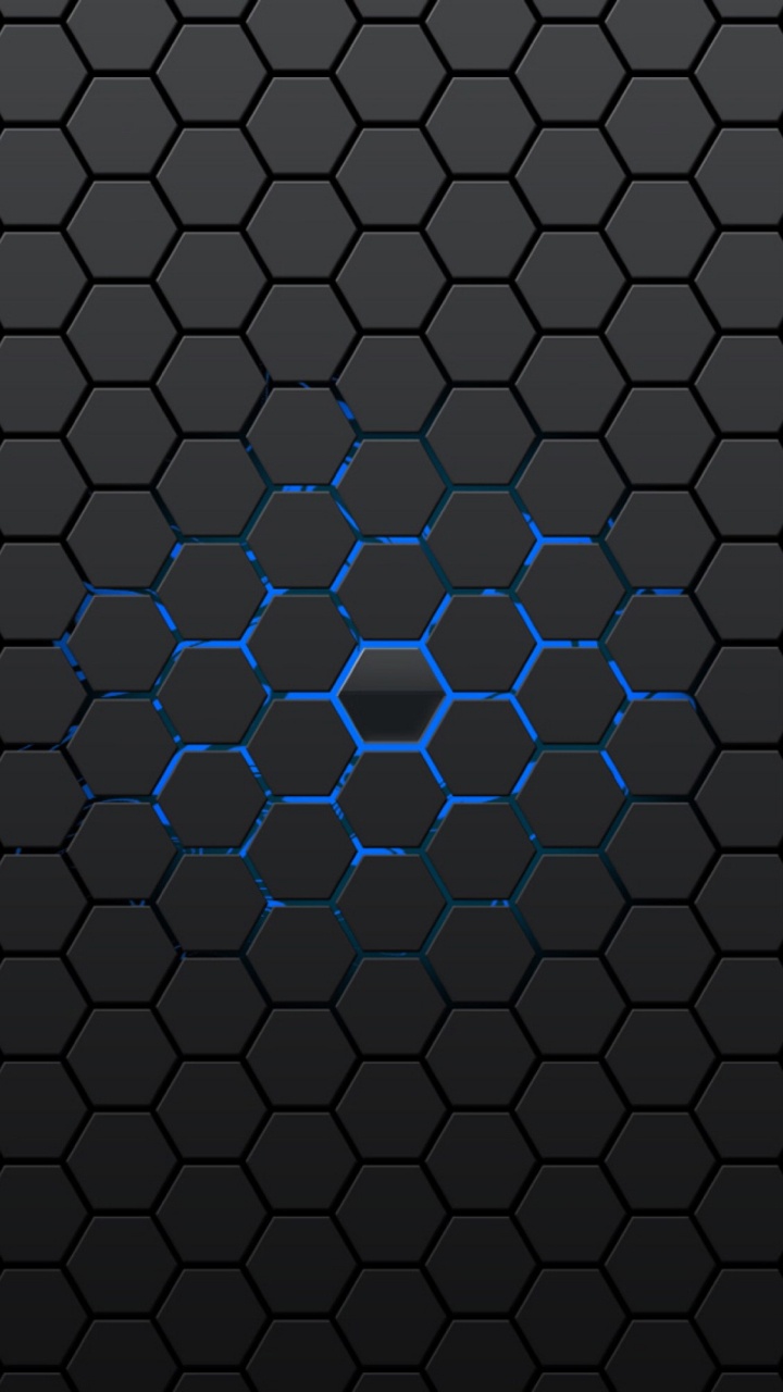 Обои черный, металл, симметрия, синий, дизайн в разрешении 720x1280