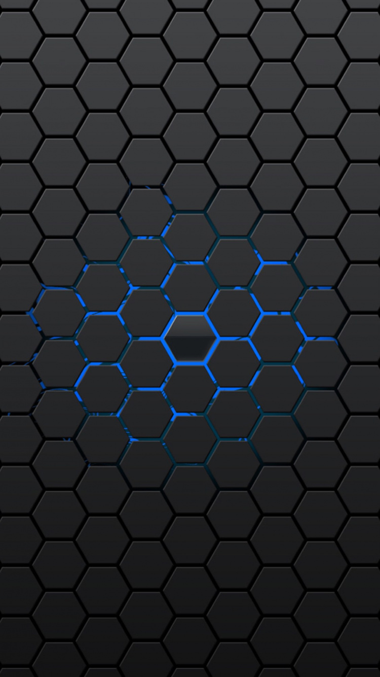 Обои черный, металл, симметрия, синий, дизайн в разрешении 750x1334