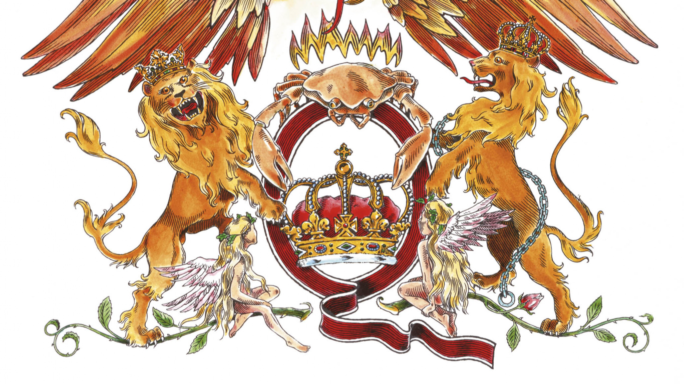 Обои Королева, музыкальный ансамбль, рок, иллюстрация, мифология в разрешении 1366x768