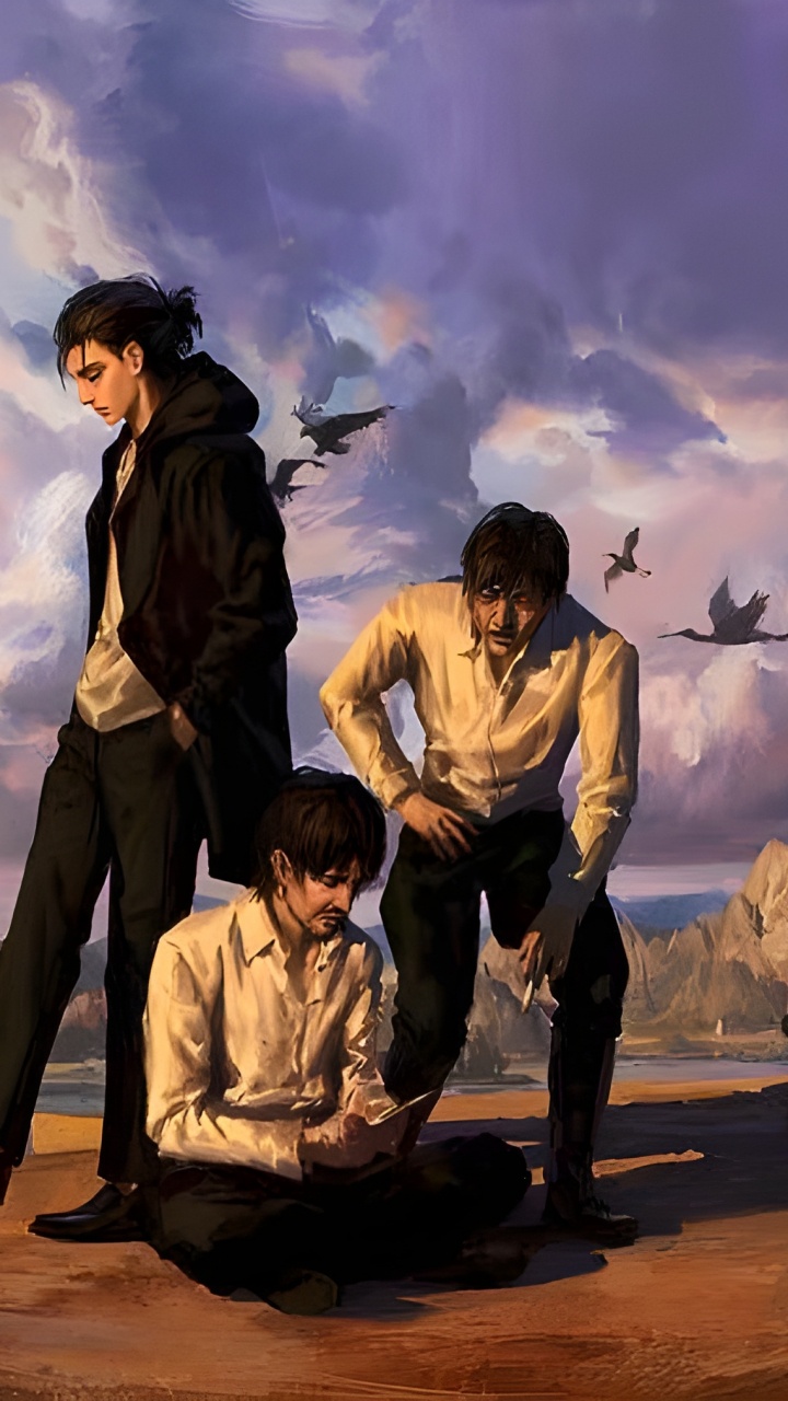 Обои Эрен Йегер рисует, эрен йегер, нападение на титан, Армин Арлерт, живопись в разрешении 720x1280